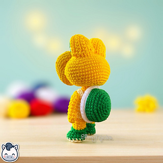 Handmade Koopa amigurumi inspired by Nintendo’s Super Mario, a cute crochet pattern PDF perfect for retro gaming fans and geek collectors.