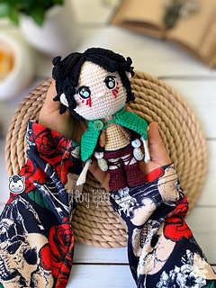 Handmade Eren Jaeger amigurumi inspired by Hajime Isayama’s Attack on Titan (Shingeki no Kyojin), a perfect crochet pattern for anime fans, otaku collections, and Funko-style plush lovers.