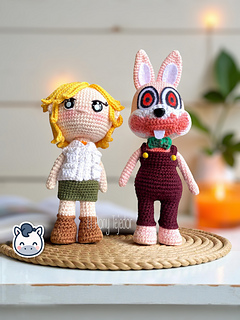 Handmade Heather Mason and Robbie the Rabbit amigurumi inspired by Konami’s Silent Hill, a spooky Halloween crochet pattern PDF.
