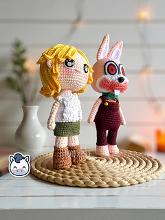 Handmade Heather Mason and Robbie the Rabbit amigurumi inspired by Konami’s Silent Hill, a spooky Halloween crochet pattern PDF.