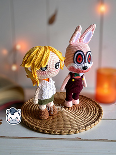 Handmade Heather Mason and Robbie the Rabbit amigurumi inspired by Konami’s Silent Hill, a spooky Halloween crochet pattern PDF.