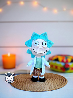 Handmade Rick and Morty amigurumi inspired by Adult Swim’s Rick and Morty, a fun and geeky crochet pattern PDF perfect for fans of sci-fi, interdimensional adventures, and collectible plush toys.