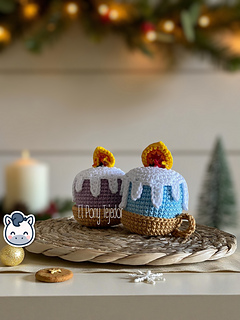 Handmade Christmas candle amigurumi inspired by cozy winter décor, cute holiday crochet pattern PDF perfect for festive handmade lovers.