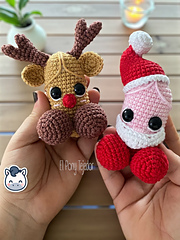Handmade Santa & Reindeer willy amigurumi inspired by Christmas décor, a funny crochet pattern PDF for festive fans.