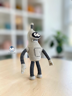 Handmade Bender amigurumi inspired by Matt Groening’s Futurama, a perfect crochet pattern for sci-fi fans and retro animation lovers.