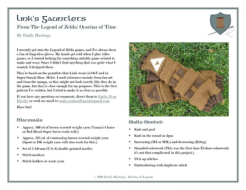 Link's Gauntlets (knitted) - Emily Hastings