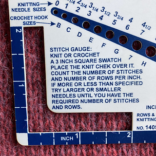 Before blocking, knit on 4.5mm and 5mm needles (smaller size for purl rows). Gauge: 20 st and 28 rows per 4 inches. Very stretchy fabric, though, so should grow a bit.