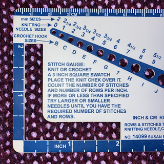 The day after blocking, knit on US 10.5 needles: 14 stitches x 20 rows per 4 inches