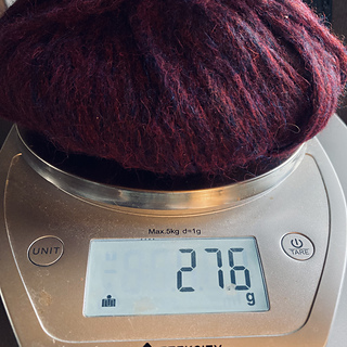 Still 55% of the fifth skein remaining during mid-project blocking.