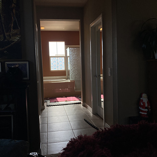 My bathroom has walls and ceilings again, and my sweater is finally finished and blocking!!! (Pipe burst on Christmas. Took months to fix. Knitting took a back seat. :( )