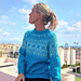 Prestø sweater turqoise pattern 