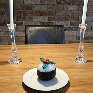 Knitted Christmas Pudding Table Display