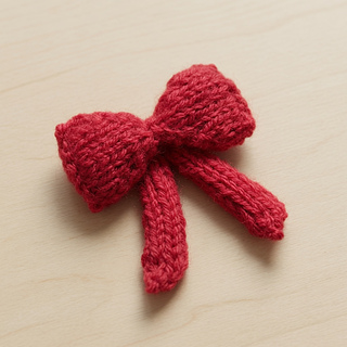 Plain knitted bow for homemade gifts