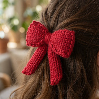 Knitted bow for hair decoration