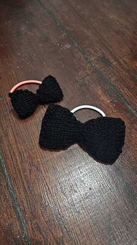 Large and small Knitted bow ties for toys