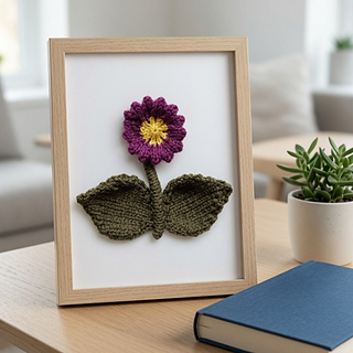 Knitted flower picture homemade knitted decor