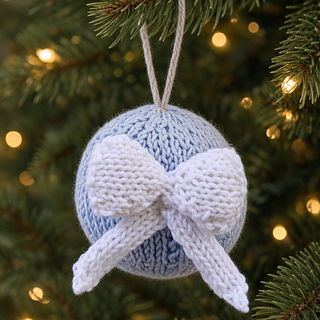 Knitted Bauble with Bow Tree Decoration