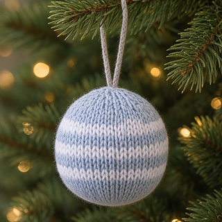 Stripey Knitted Bauble Tree Decoration