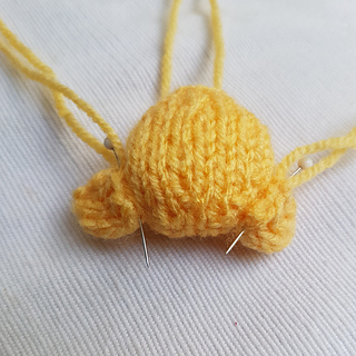Knitted pudsey bear sewing ears