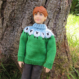 Teenage version knitted in two main colours, using No 10 crochet cotton