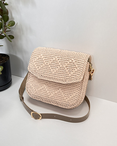 Geometric Raffia Crossbody Bag