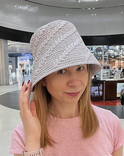 Crochet Raffia Cable Bucket Hat