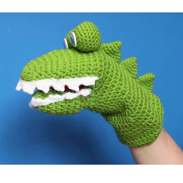 crochet dinosaur puppet