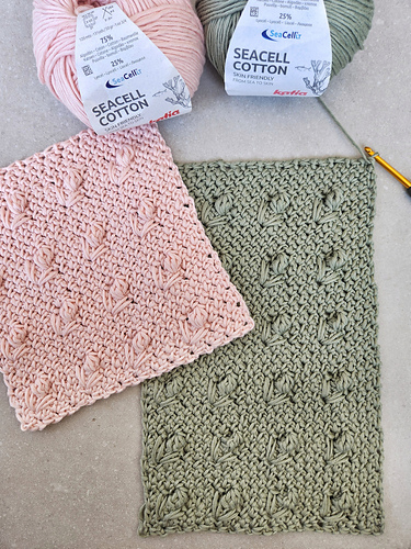 Floral C2C Moss Stitch Dishcloth