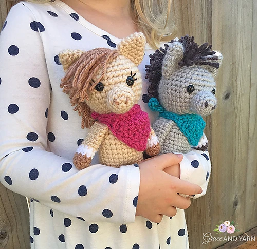 85 Free Crochet Farm Animals Patterns 37 Mini Horse and Donkey Crochet Pattern