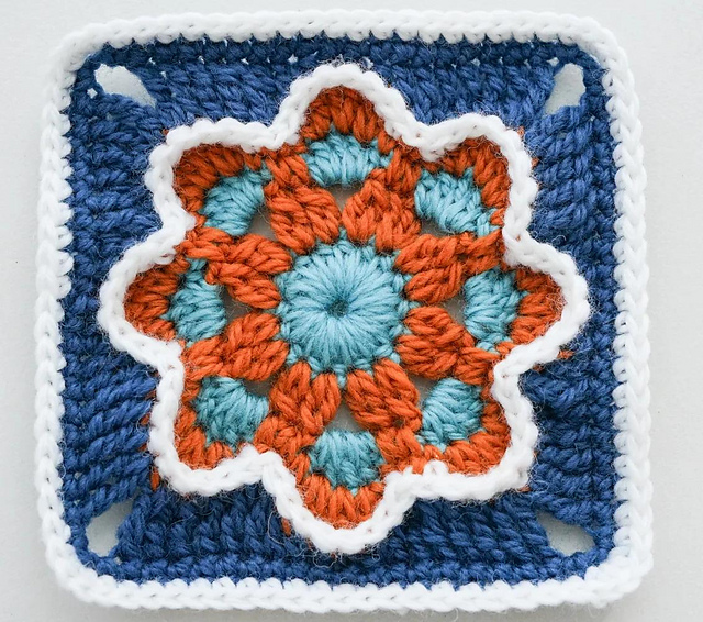 3D Cosmos Floral Granny Square