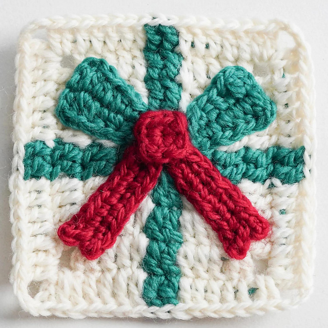 Christmas Ribbon Granny Square
