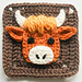 Highland Cow Granny Square pattern 