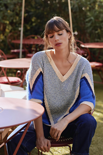 Pull col V sans manches en intarsia Anny Blatt