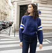Raglan sweater blue intarsia