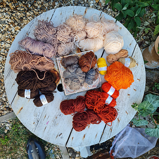 Yarn used from stash to create the Falling leaves woodland wall hanging by Hookanory