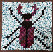 Swaggety Stag Beetle C2C Crochet Square by Deb Ward [HOOKANORY](/designers/hookanory) 
Using green batik yarn, purple space dyed yarn & plain black.