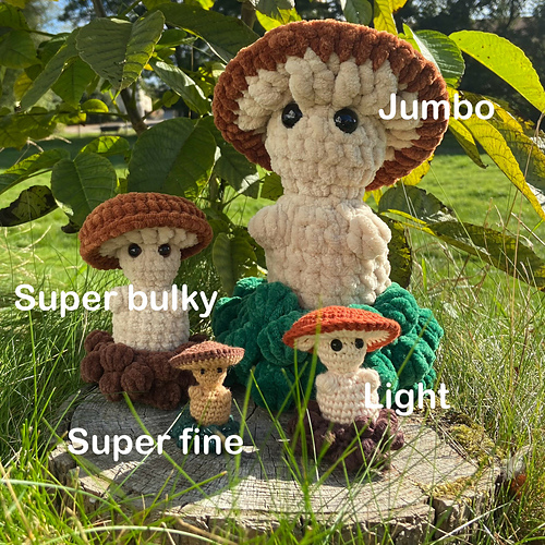Penny bun in different yarn types