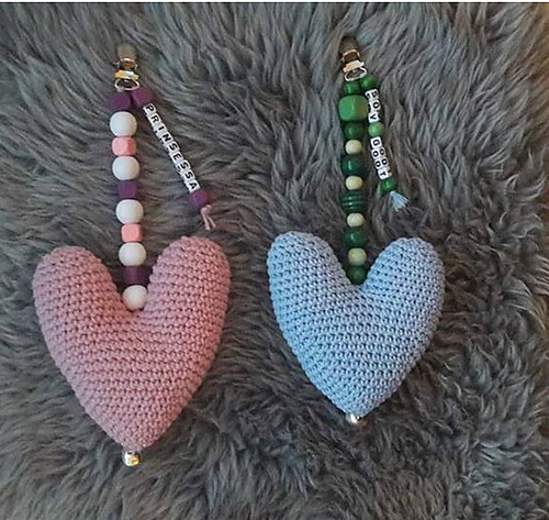 Hjerte vognpynt/Stroller toy heart - HandcraftCarina