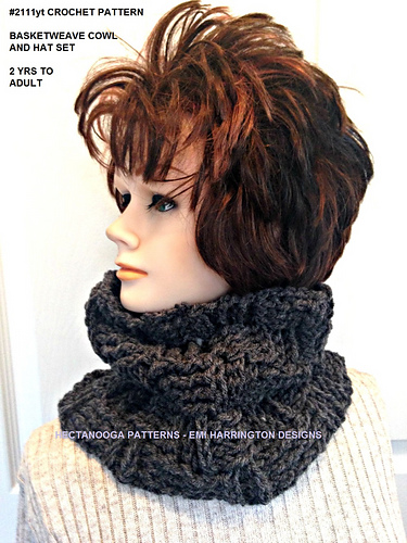 2111yt- Basket Weave hat and cowl photo 3