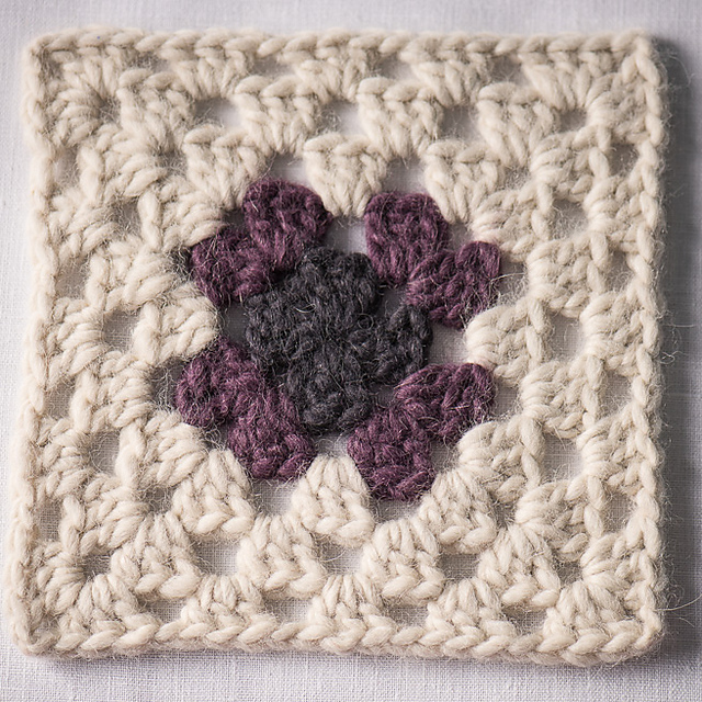 Pansy Granny Square Block