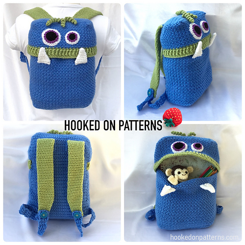 Ravelry Knapsack Monsters Backpack pattern by Ling Ryan