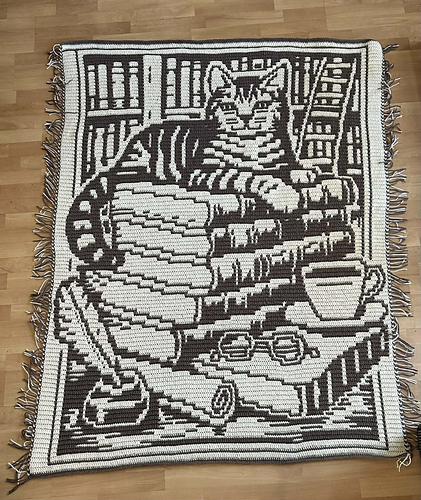 Books and Whiskers - Overlay Mosaic Blanket
