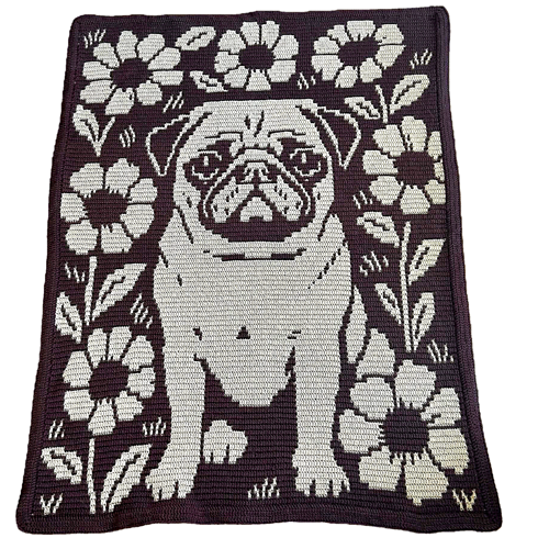 Garden Pug - Overlay Mosaic Crochet Blanket