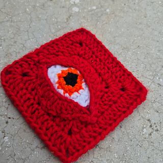 Crochet Eyeball With Eyelid Pattern: Eye Granny Square, Evil Eye Crochet, Ugly & Weird Pattern, Whimsical, Alien Crochet, Eye Appliqué, Halloween Crochet.
