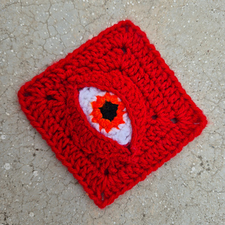 Crochet Eyeball With Eyelid Pattern: Eye Granny Square, Evil Eye Crochet, Ugly & Weird Pattern, Whimsical, Alien Crochet, Eye Appliqué, Halloween Crochet.
