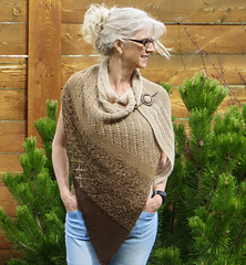 Wearing bib style with a  shawl pin shows the entire skein.