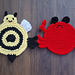 Crab-bee coasters pattern 