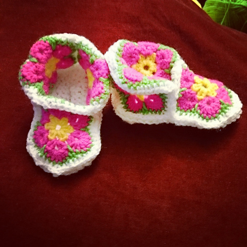African Flower Baby Booties photo 3