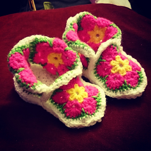 African Flower Baby Booties photo 1