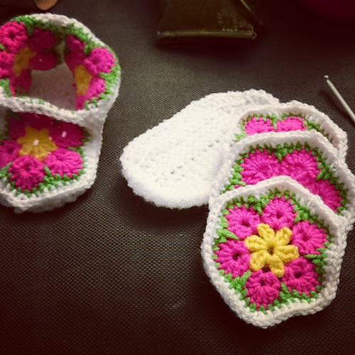 African Flower Baby Booties photo 4